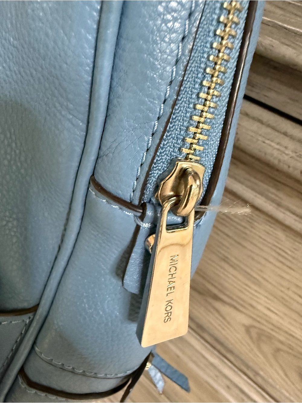 MICHAEL KORS  Blue Leather Medium Rhea Backpack w/ Silver Hardware & MK Card - Picture 5 of 9